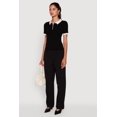thumbnail image 4 of Women's Contrast Trim Cable Knit Sweater Polo, 4 of 5