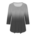 thumbnail image 7 of Jsaierl Tops for Women 3/4 Sleeve Summer Crew Neck Shirts Boho Gradient Petite Pleated Blouses Going Out Cotton T-shirts Top S-2XL, 7 of 7