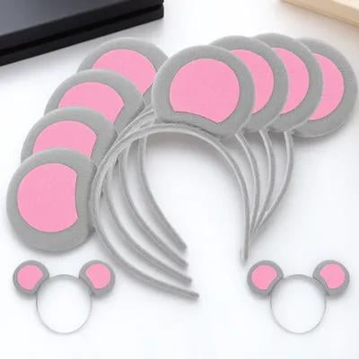 SEWCHICS Grey Mouse Ears Headband Set of 6 Comfortable Fabric Party Accessories for Kids and Adults