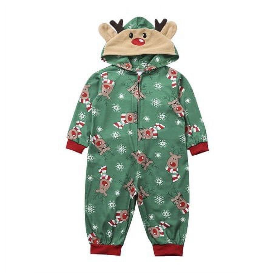 Sinhoon Christmas Family Matching Hoodie Pajamas Reindeer One Piece Jumpsuit Zipper Pjs for Adult Kids Baby
