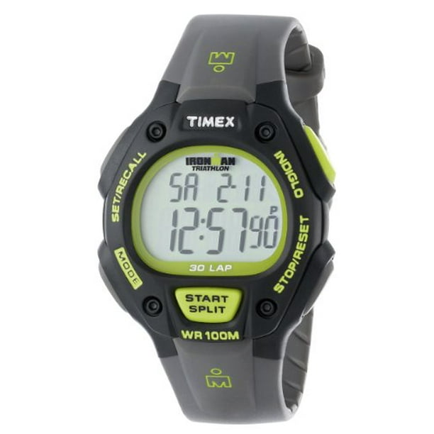 Timex - Men's T5K692 Ironman Classic 30 Full-Size Gray/Green Resin Strap Watch - Walmart.com