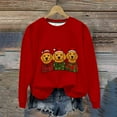 thumbnail image 5 of asdoklhq Christmas Sweatshirts for Womens Maple Leaf Print Oversized Sweatshirts Fall Long Sleeve Sweatshirt Red 3X, 5 of 6
