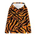 thumbnail image 3 of Kiijoy Zip Up Hoodie for Girls Tiger Pattern Long Sleeve Sweatshirt, Orange, Sizes 8-9Y, 3 of 4