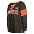thumbnail image 2 of Women's New Era Brown Cleveland Browns Plus Size Lace-Up Notch Neck Long Sleeve T-Shirt, 2 of 3