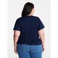 thumbnail image 3 of Terra & Sky Women’s Plus Femme V Neck Smocked Top with Short Flutter Sleeves, Sizes 0X-5X, 3 of 5