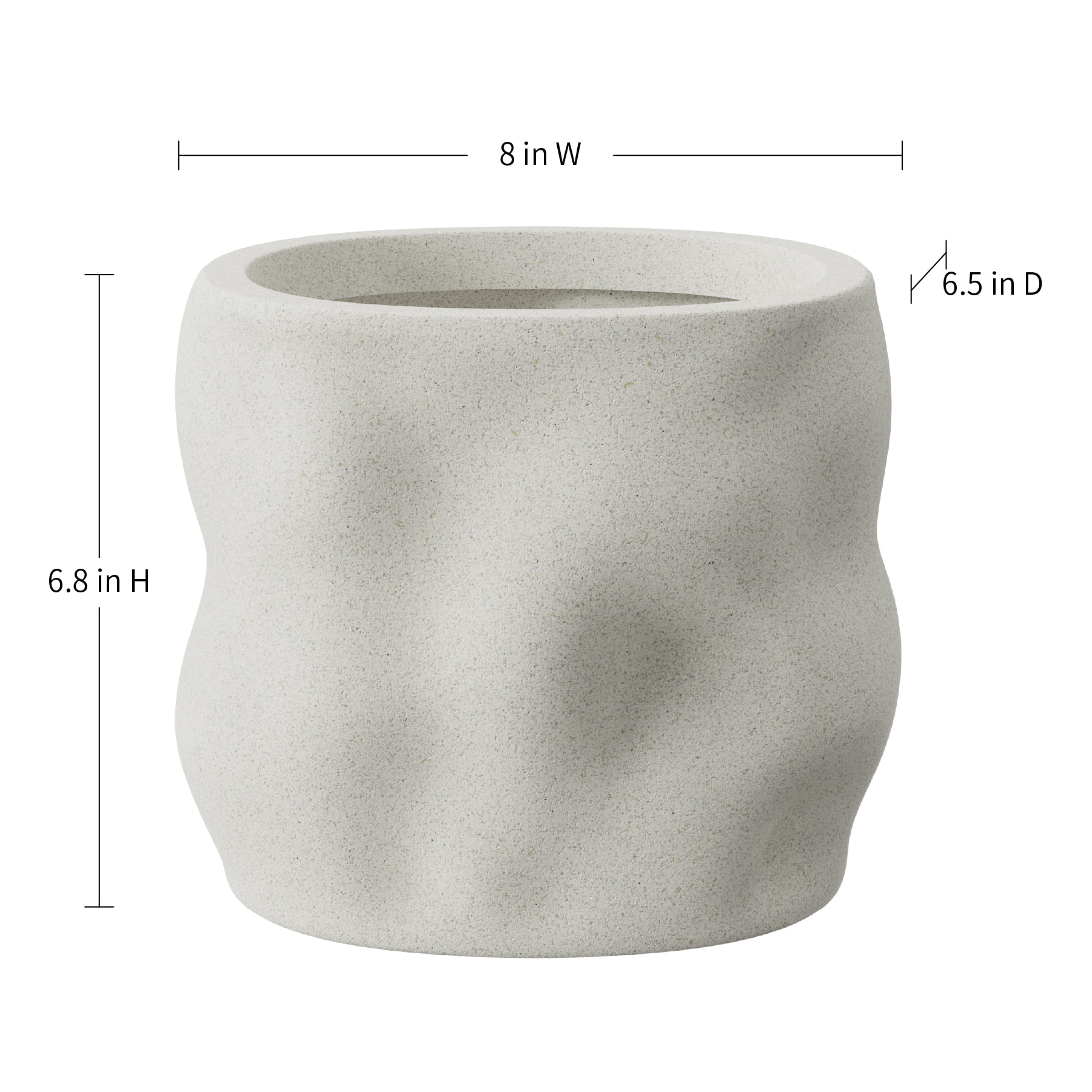 Better Homes & Gardens Mallory 8 inch Resin Planter, White with Elegance Design for Flowers, Succulents and Herbs