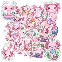 35pcs-50pcs Colorful Axolotl Stickers Animal Cute Cartoon Stationery Stickers for Phone Laptop Suitcase