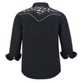 thumbnail image 2 of COEVALS CLUB Men's Embroidered Western Cowboy Long Sleeve Pearl Snap Two Pockets Casual Button up Shirts Black 2-01 4X-Large, 2 of 7