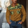 thumbnail image 5 of DDAPJ pyju Men's Camo Work Shirts Long Sleeve Button Down Cargo Shirt Western Cowboy Shirts with Two Pockets Gold XXXXL, 5 of 8