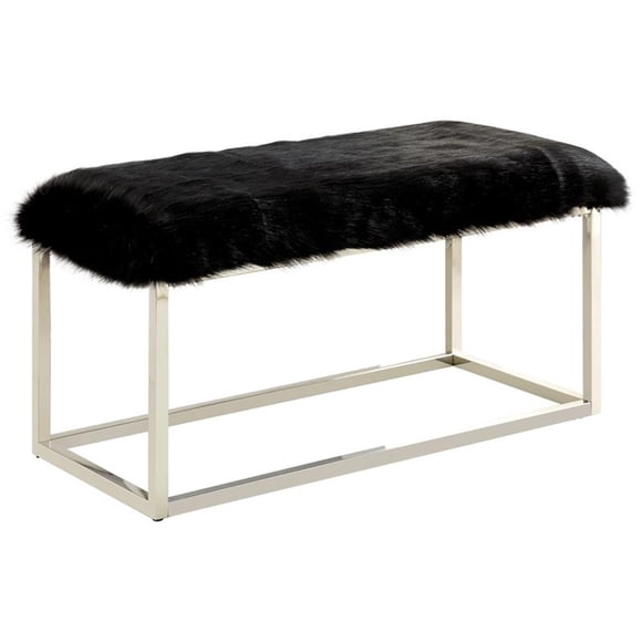 Furniture of America Olympic Contemporary Fabric Padded Long Bench in Black