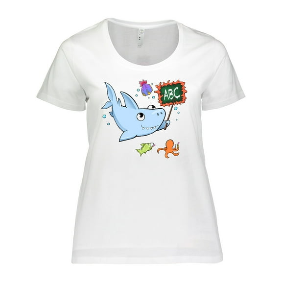 Inktastic Teacher Shark with School of Fish Women's Plus Size T-Shirt