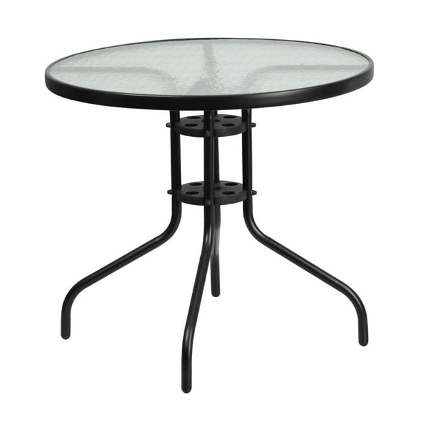 Flash Furniture 31.5'' Round Tempered Glass Metal Table