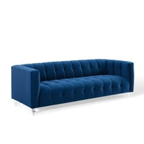 Modway Mesmer Channel Tufted Button Performance Velvet Sofa in Navy