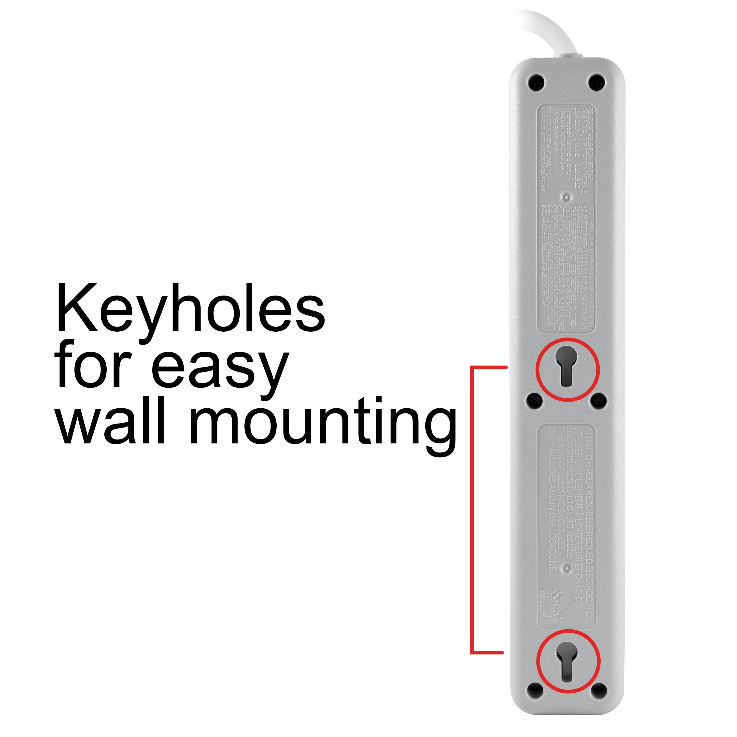 GE 6-Grounded Outlet Surge Protector, 840J, 10ft., White – 62932
