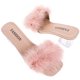 thumbnail image 2 of par de pantuflas de lana transpirables de verano para mujer, sandalias de tacón bajo con punta abierta y tacón grueso para el hogar (rosa, talla 38 7 EE UU; 45 Reino Unido; 38 UE; 9432 pulgadas), 2 of 7