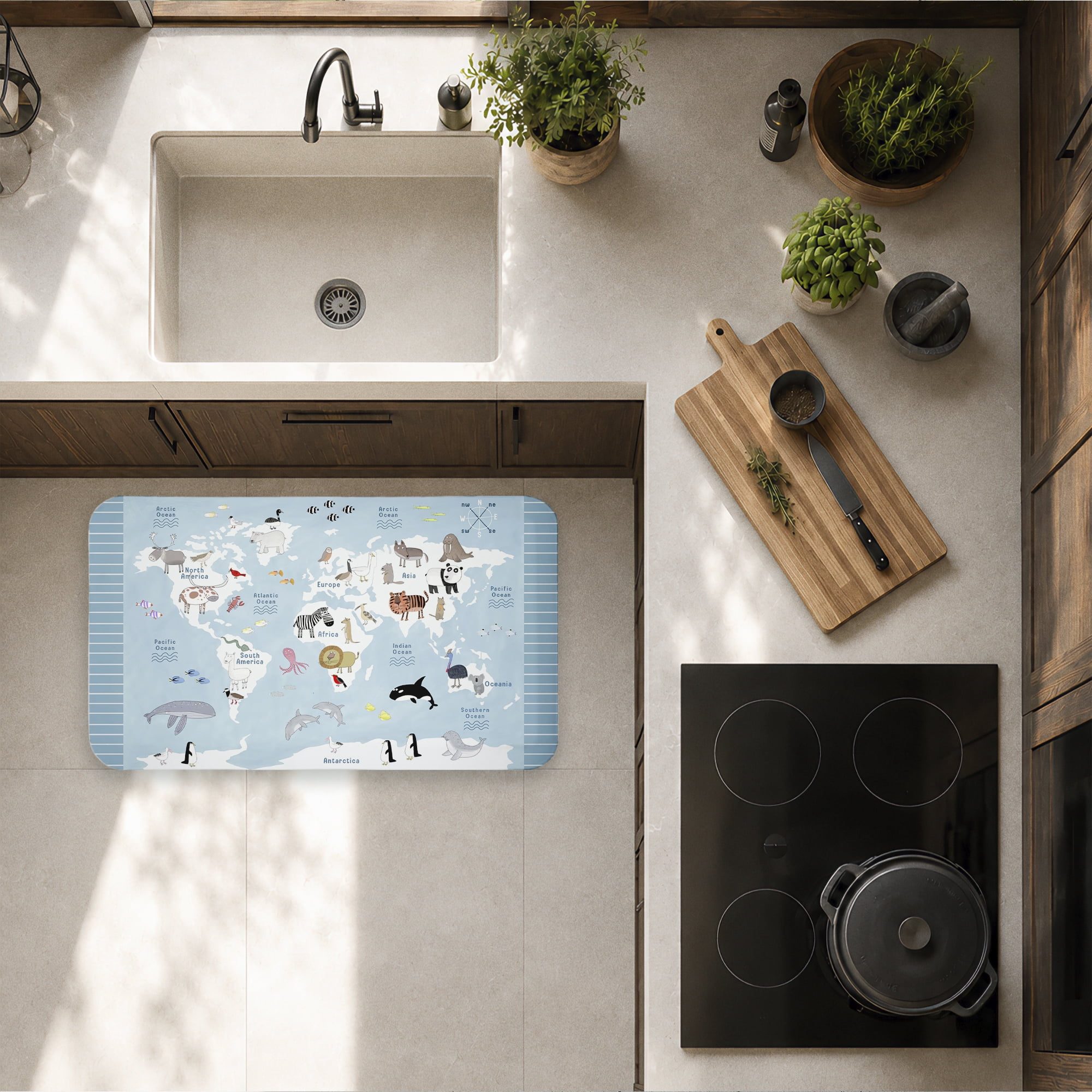 Stupell Industries Educational Animals of the World Printed Anti-Fatigue Floor Mat, design by Carla Daly