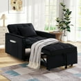 thumbnail image 3 of Lunale 4-in-1 Convertible Sleeper Sofa Chair Bed for Adult, Lounge Chair Indoor, Modern Single Couch for Living Room, Small Spaces, Black Velvet, 3 of 10