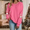 thumbnail image 2 of Gubotare Ladies Christmas Sweatshirt Xmas Tree Print Crewneck Graphic Versatile Style Pullover Tops Womens Long Sleeve Fall Merry & Bright Sweatshirt (Hot Pink,M), 2 of 5