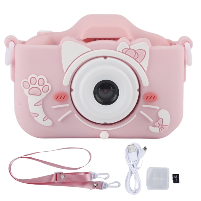 Cámara para niños Cámara de fotografía de Gato de Dibujos Animados de 40 MP con Juegos de Rompecabezas Regalos de cumpleaños Rosa