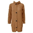 thumbnail image 5 of "Clearance 2022!" Olyvenn Long Cardigan Open Front Button Hooded Sweater Outerwear Womens Tops Casual Plus Size Loose Womens Long Sleeve Cable Knit Coffee S, 5 of 7
