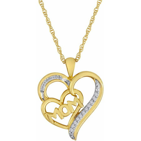 1/10 Carat T.W. Diamond 14kt Yellow Gold over Sterling Silver Heart Pendant, 18
