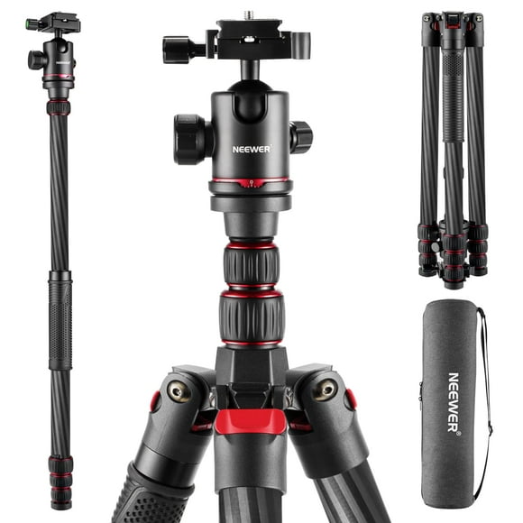NEEWER Upgraded 80.7" Carbon Fiber Camera Tripod Monopod with Telescopic 2 Section Center Axes, 360&deg; Panorama Ballhead, 1/4" Arca Type QR Plate,