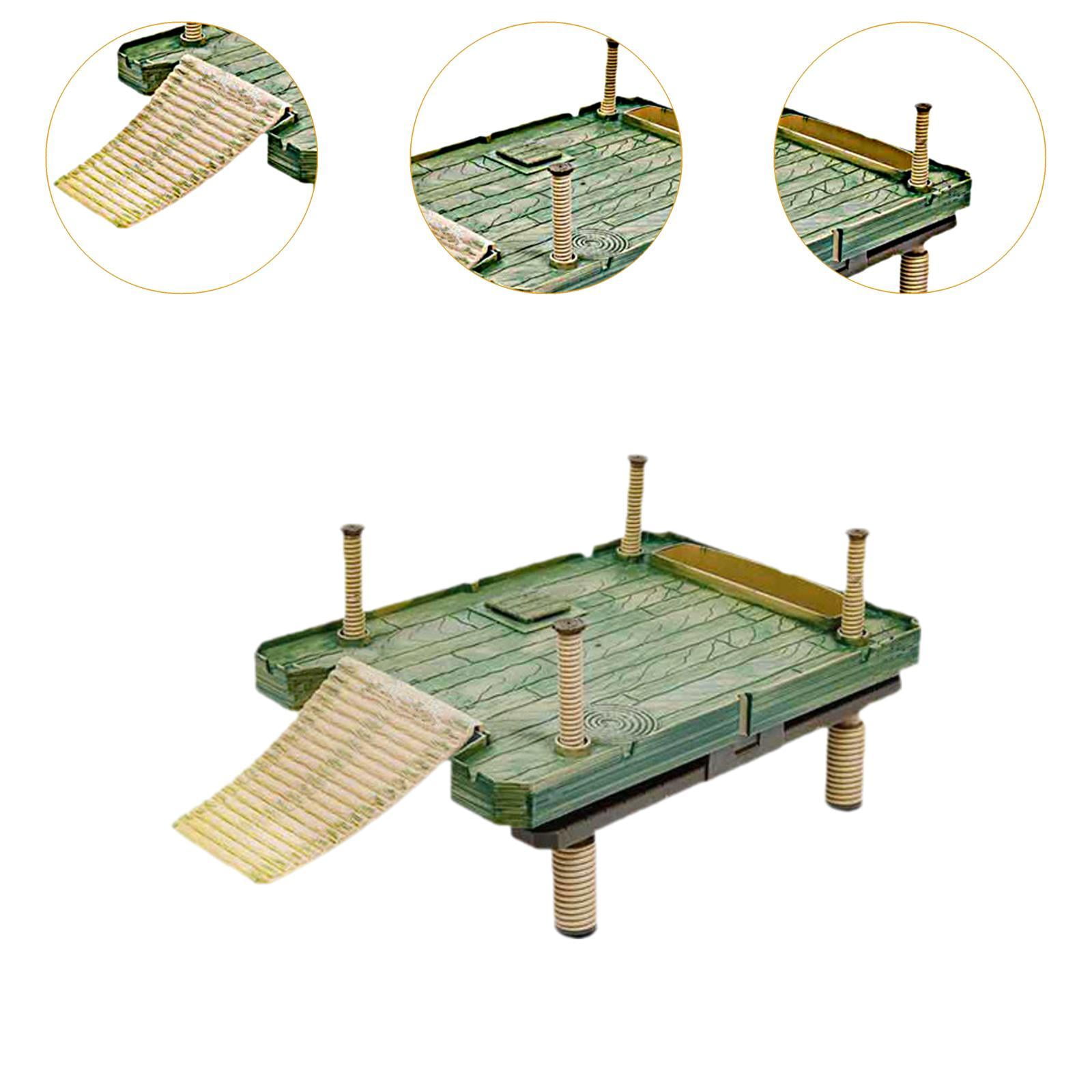 oshhni Turtle Ramp Turtle Resting Reptile Hide Cave Hideouts Turtle Resting Basking for Newts Semi Aquatic Animals 40.5x27.5cm