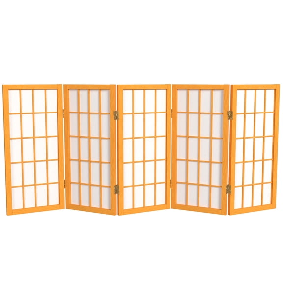 2 ft. Tall Desktop Window Pane Shoji Screen - Honey - 5 Panels