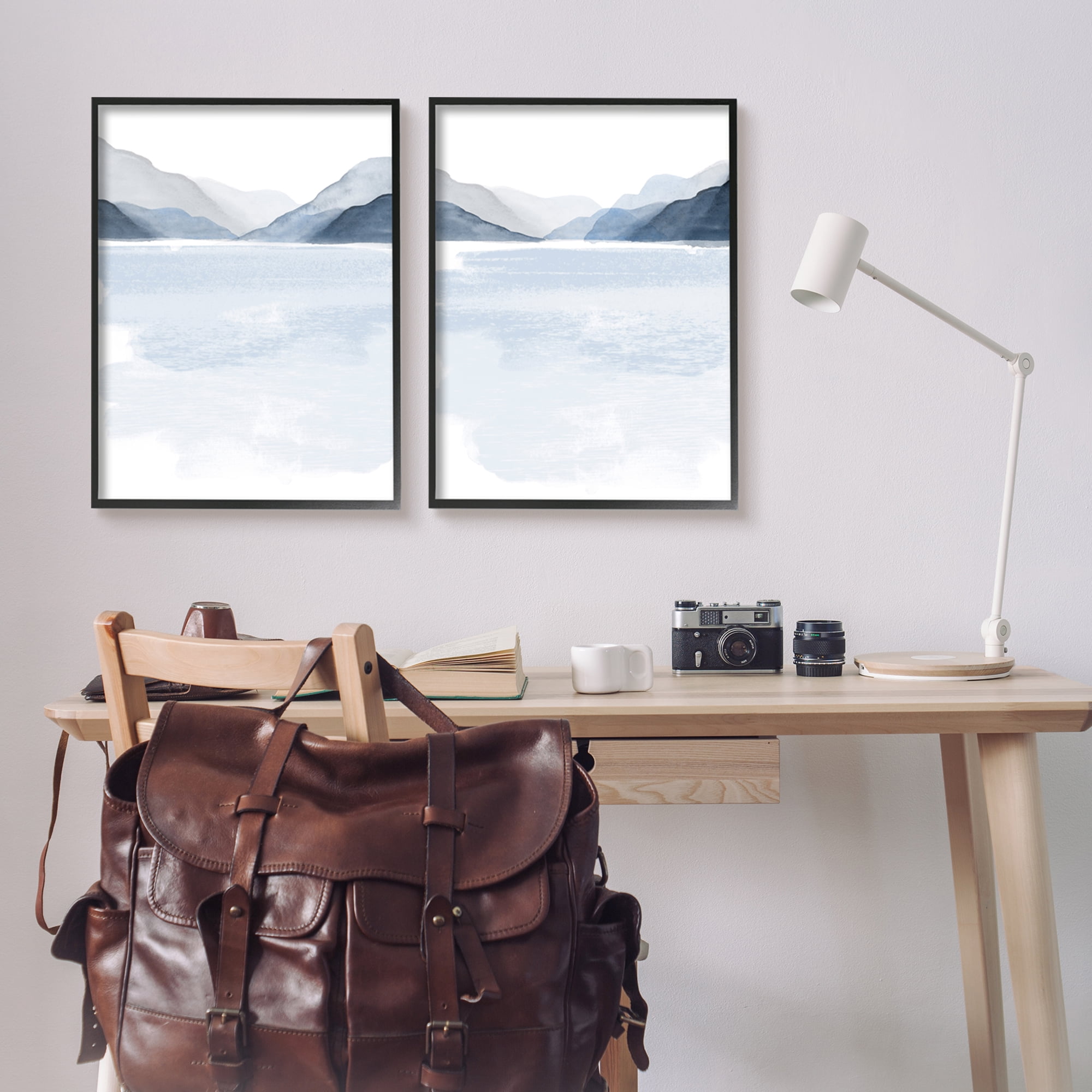 Stupell Industries Coastal Mountain Range Landscape Soft Watercolor Blue Scene, 24 x 30, Design by Victoria Barnes