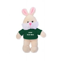 Made by Aliens Personalized Floppy Bunny with Tee Stuffed Animal Plush Toy-Custom Text on Shirt- Perfect Gift for Easter- Valentine Day- Birthday- 12 inches (Forest-Green)