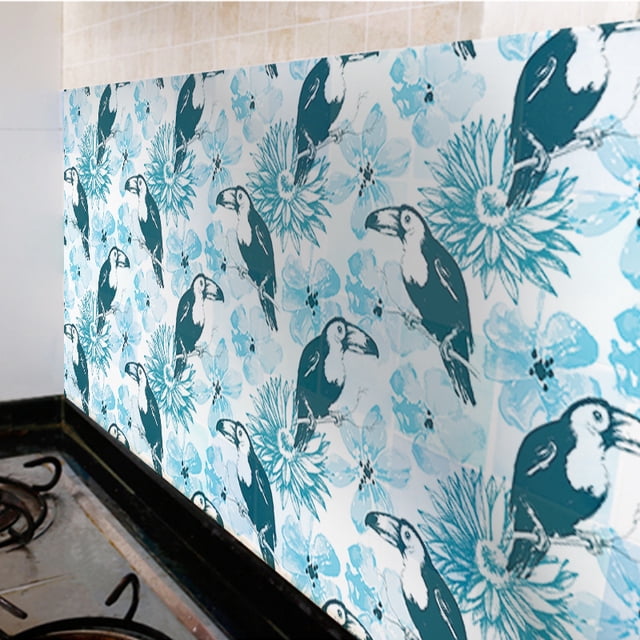 Pegatinas de azulejos de girasol azul, pegatinas de pared para el suelo de la cocina, pegatinas florales antideslizantes impermeables para el baño y el hogar