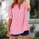 thumbnail image 5 of Camisetas Casuales de Manga Corta con Cuello en V Impreso Botón de Verano Suelto Y de Moda, 5 of 5