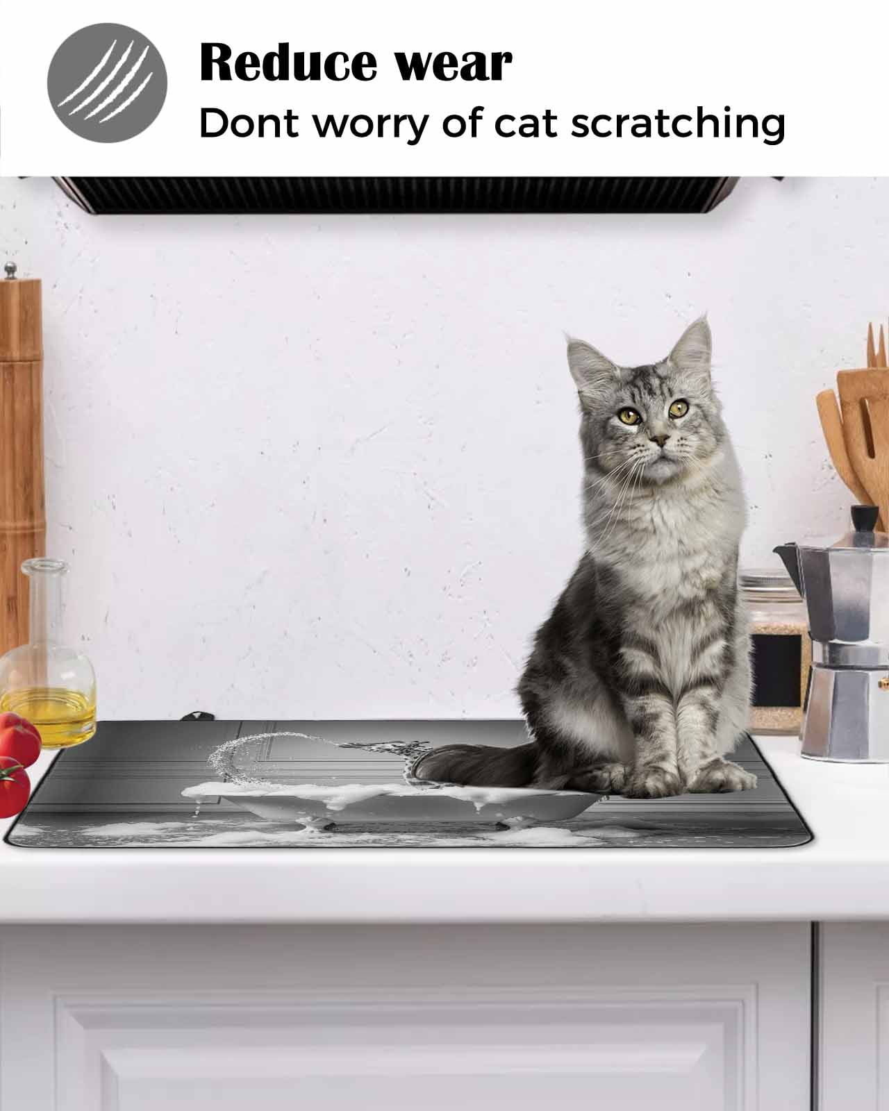 Large Induction Cooktop Protector Mat Giraffe Stove Top Covers for Electric Stove, Funny Animal Bathtub Abstract Art Grey Decorative Stove Burner Cover Mats, Glass Top Stove Cover