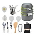 thumbnail image 1 of kurtrusly 11pcs Camping Cookware Mess Kit w/ Knife Camp Pot Stoves Carabiner Set Color_A, 1 of 8