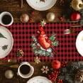 thumbnail image 3 of Burlap Table Runner 36 Inches Long,Winter Christmas Berries Bird Non-Slip Kitchen Table Runners for Dining Room Everyday Use Party Table Decorations Red Black Plaid, 3 of 9