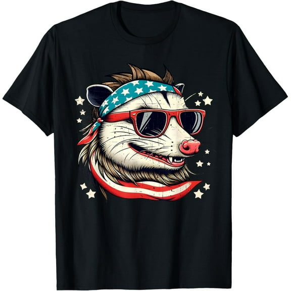 Funny USA Possum Shirt, Patriotic Opossum Graphic Tee for July Celebration