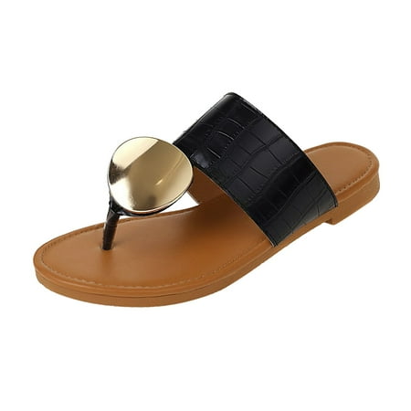 

TAIAOJING Women Flip Flops Leisure Roman Style Solid Color Summer Non-Slip Slip On Flat Beach Open Toe Sandals Flip Flops Slippers Fashion Shoes Zapatos