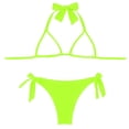 thumbnail image 5 of Women’s Two Piece Bikini Set with Adjustable Halter Triangle Top and Side Tie Bottoms for Swimwear Beachwear Fluorescent Green XL, 5 of 6