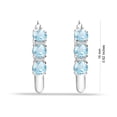 thumbnail image 4 of LeCalla 925 Sterling Silver Hypoallergenic 3MM Round Blue Topaz Click-Top Small Hoop Earrings for Women and Teen 16MM, 4 of 7