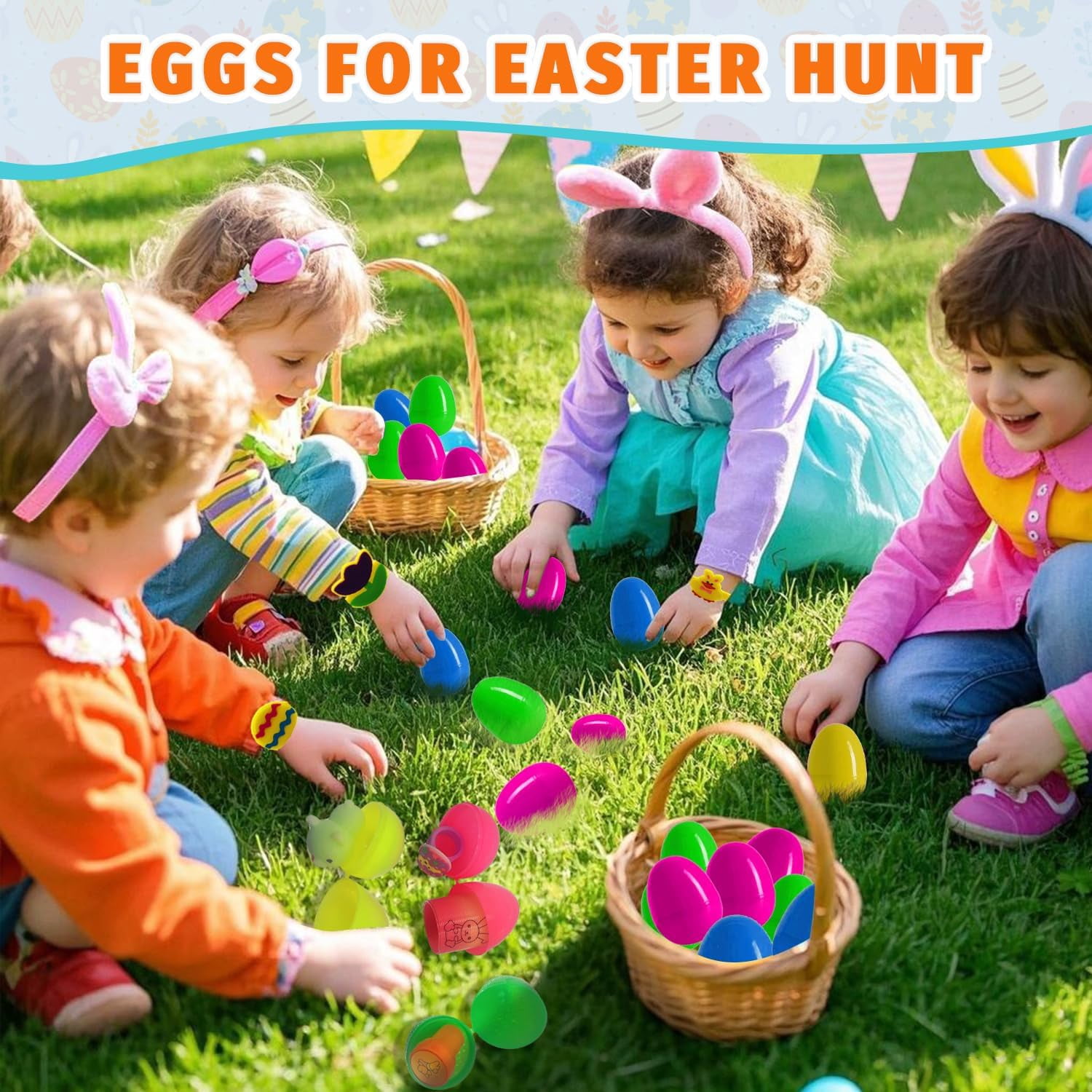 300-Piece Easter Eggs with Toys Inside, Plastic Eggs for Easter Egg Hunts, Basket Stuffers and Party Favors for Kids and Toddlers
