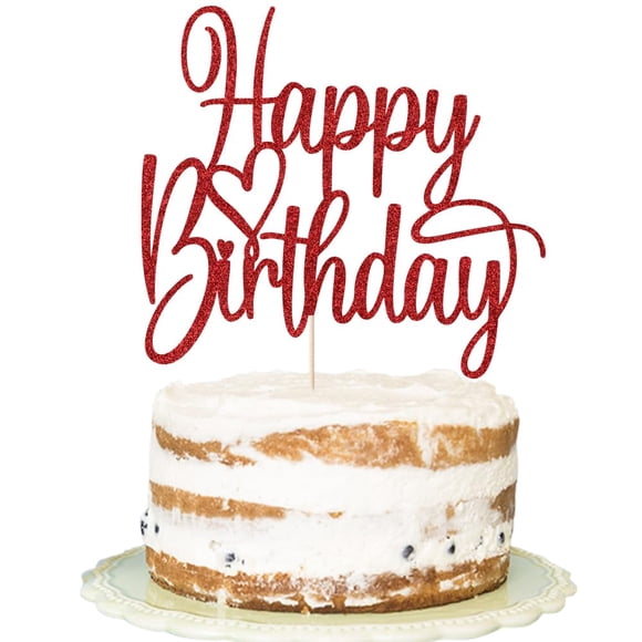 Adorno para Pastel Florcmet Feliz Cumpleaños Brillo Rojo 14x13 cm