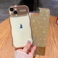 thumbnail image 3 of for iPhone 15 Case [Compatible with MagSafe] Plating Bling Glitter Water Ripple Back Cover for Women Girls Full Camera Phone Case for iPhone 15 6.1 Inch Gold, 3 of 14