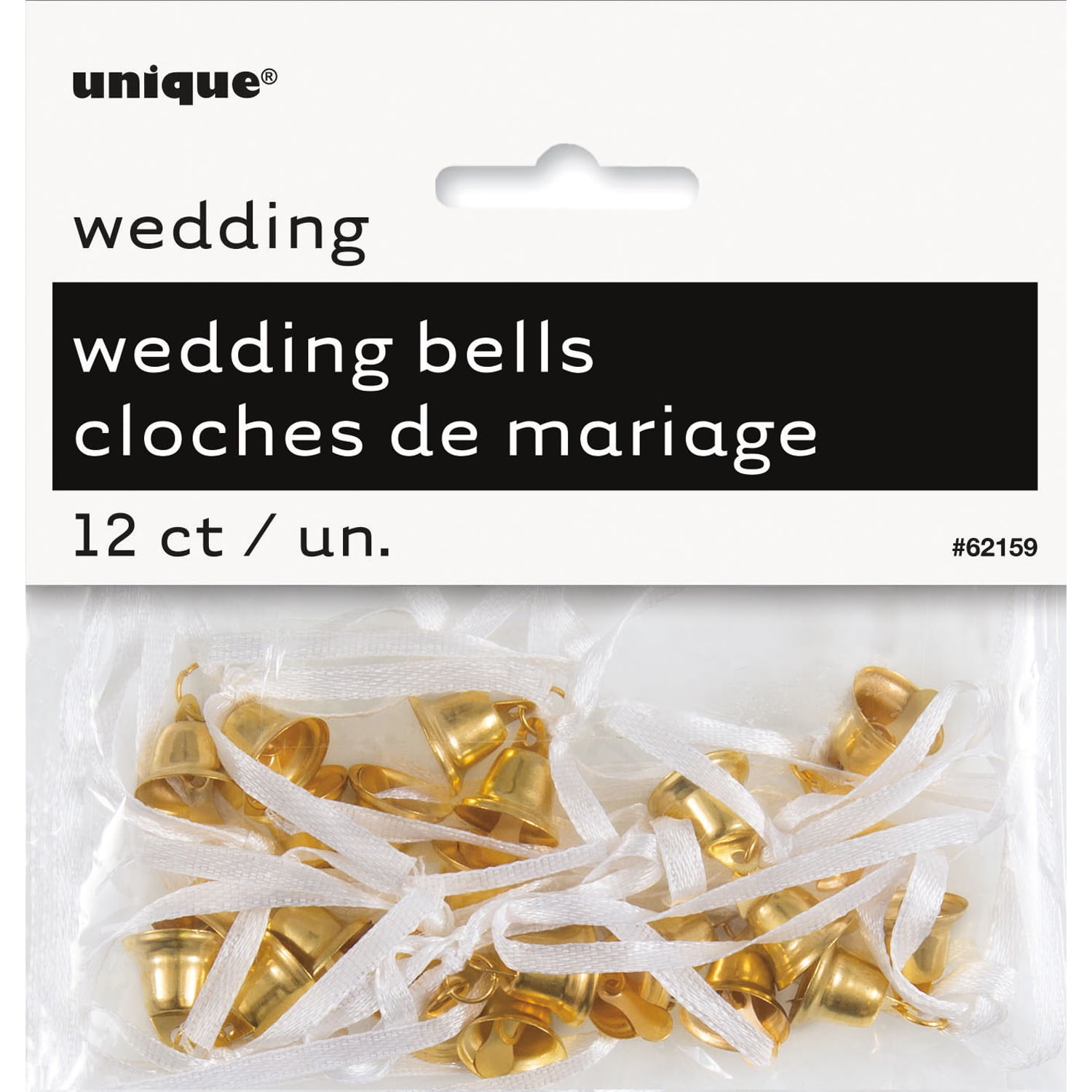 Gold Wedding Bell Favor Charms, 12ct