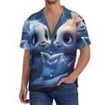 thumbnail image 7 of Lsque Cute Fish Flower Couple print Men's Cuban Collar Short Sleeve Shirt Summer Beachwear Casual Button Down Fashionable Vacation Leisure Shirt-XX-Large, 7 of 7