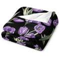 thumbnail image 6 of Purple Tulip Blanket Flower Gifts for Girls Women Tulip Floral Throw Blanket for Kids Adults Soft Warm Cozy Fleece Blanket for Couch Sofa 40"x50", 6 of 6