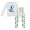 thumbnail image 1 of Pyjamas pour Enfants Ensemble de Pyjama Imprimé Dinosaure Col Rond Manches Longues Pantalon 2 Pcs Printemps Automne Pyjamas pour Enfants Garçons Gris Clair 8 Ans-9 Ans, 1 of 5