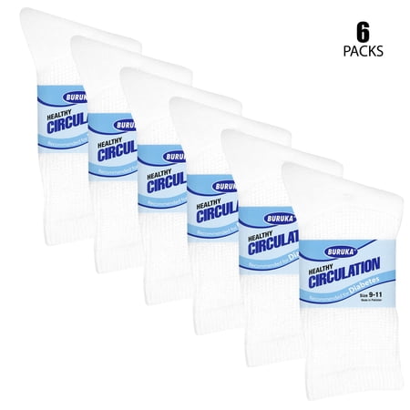 Unisex Diabetic Crew Circulatory Non-Elastic Cotton Socks for Mens & Womens (6 Pairs White  9-11) price history on PriceWatchPro