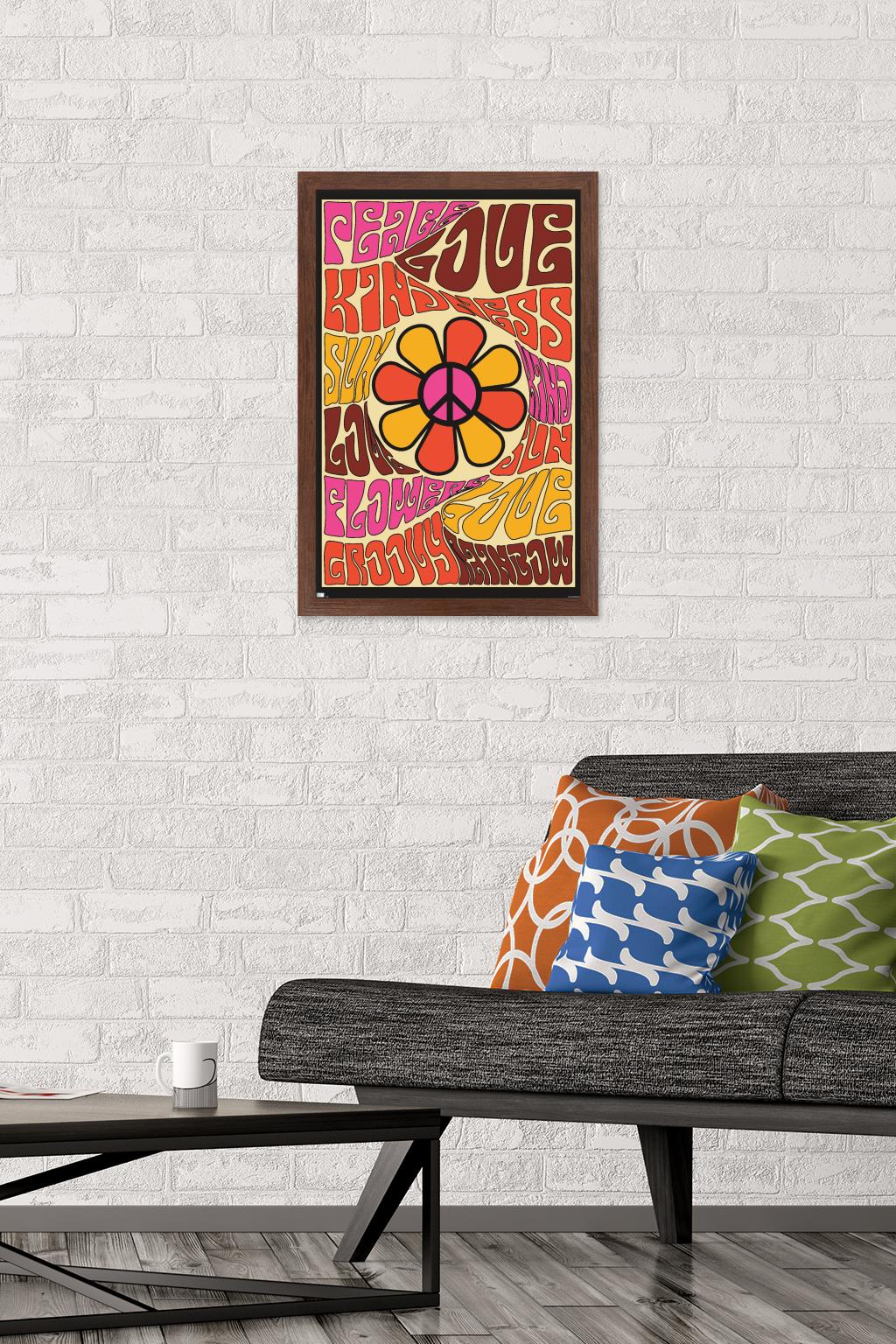 Peace, Love, and Kindness Wall Poster, 14.725" x 22.375" Framed
