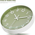 thumbnail image 4 of Wall Clock, Battery Operated, Modern Minimalist Design for Living Room, Office, Kitchen, Bedroom, and Bathroom - Quiet, Stylish, and Perfect for Any Room – Olive Green, 12 Inch, 4 of 5