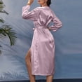thumbnail image 4 of ITSAME Womens Robes, Solid Color Long Sleeve Elegant Pajamas Bathrobes Homewear Pink L, 4 of 5